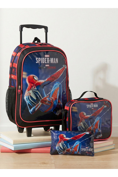 Marvel Spider-Man 3-Piece Trolley Bag Set for Boys 13+ Years with Lunch Bag a...