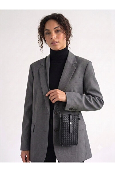 Ose Paris Black Mesh Patterned Phone Bag