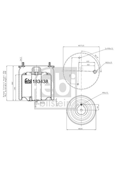 FEBI BILSTEIN Burduf Suspensie Pneumatica Axa Fata Dreapta Daf Cf/Xf 2/Xg 201...