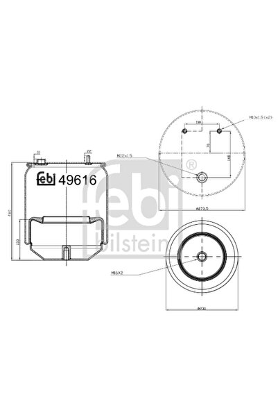 FEBI BILSTEIN Burduf Suspensie Pneumatica Puntea Spate Daf Cf/Xf 2/Xg 2012-2022