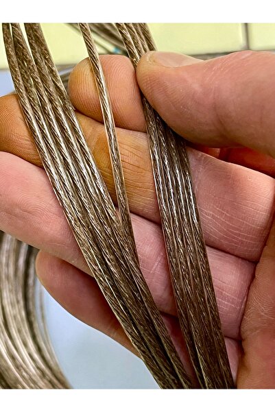 Genel Markalar 3 mm İzoleli Çelik Tel Halat 10 metre Bağlama Çit Tabela Gerdirme Çamaşır Ve Askı İpi