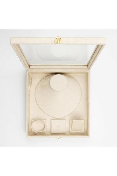 GOTA Velvet Jewelry Box, Cream with Transparent Lid – Luxurious Organization ...