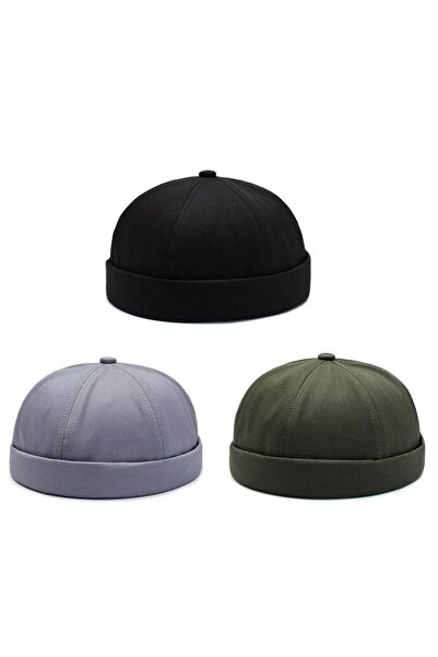 zadenza gold Set of 3 100% Cotton Cap Adjustable Docker Hat Summer Skullcap H...
