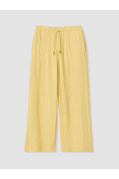 LC Waikiki Yellow Elastic Waist Textured Women's Trousers