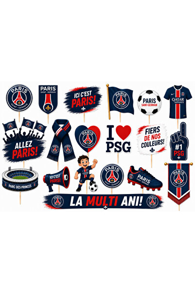 DecoParty Set de decorațiuni pentru tort – Tematică Echipa de Fotbal PSG, 19 ...