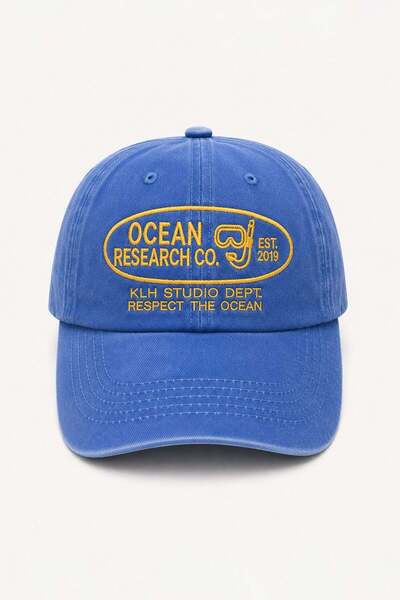 Külah Ocean Research Co. Șapcă tip Dad Cap, brodată, cu aspect spălat – Albas...