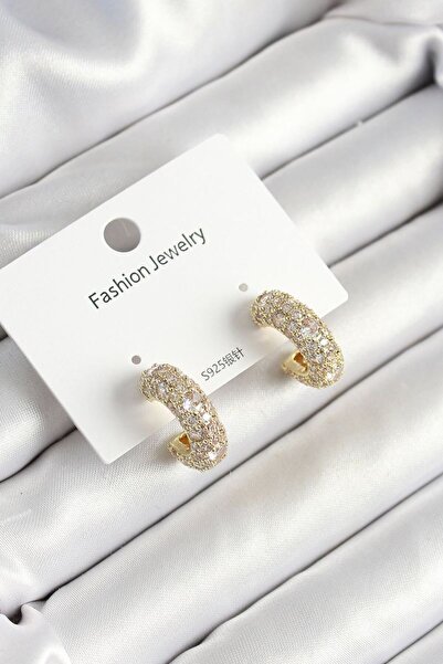 Skygo Brass Zircon Stone Hoop Model Gold Color Women's Earrings - Tj-Bkp10634