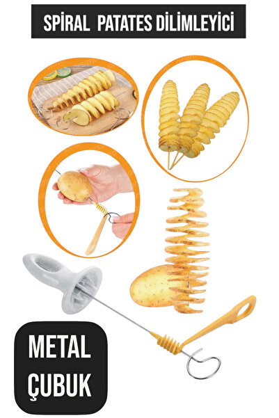 CATEKSSS Çok Amaçlı Spiral Patates Dilimleyici Cips Yapma Makinesi Aparatı Çu...