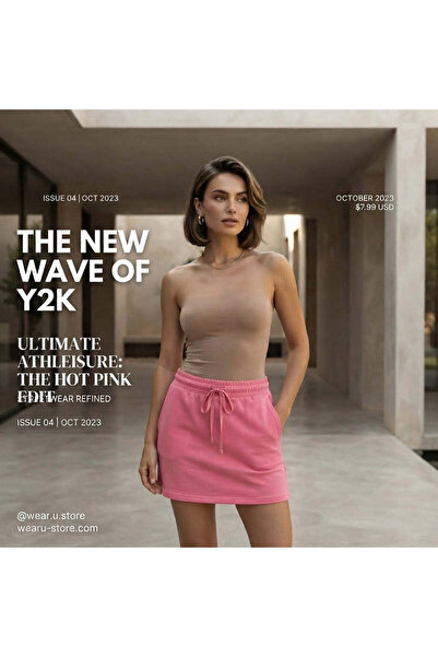esmara Bubblegum Pink Jersey Mini Skirt with Drawstring Waist