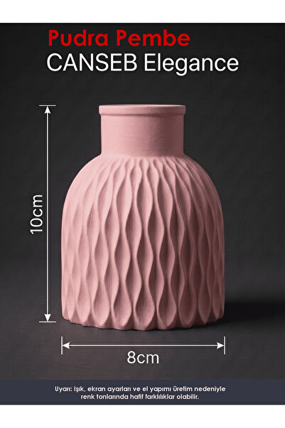 CANSEB Elegance Premium - Pudra Pembe - Dalgalı Dekoratif Vazo - 10x8cm - El ...