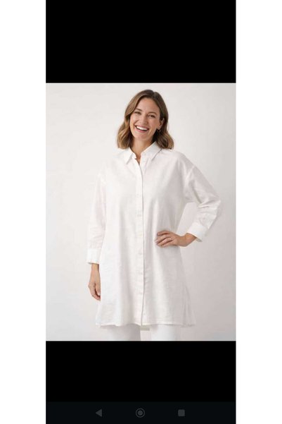 MUHDAMAD Women's White Shirt Dress Tiril Tiril Relaxed Fit Slit Summer Beach Dress