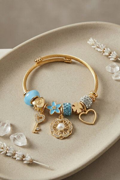 Lisinya Blue Charmlı Model Women's Bracelet -