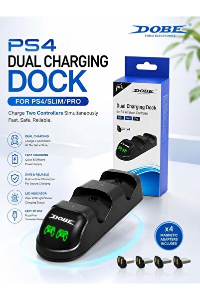 Dobe Dual Controller Charging Dock for PS4/PS4 Slim/PS4 Pro with 4 Magnetic C...