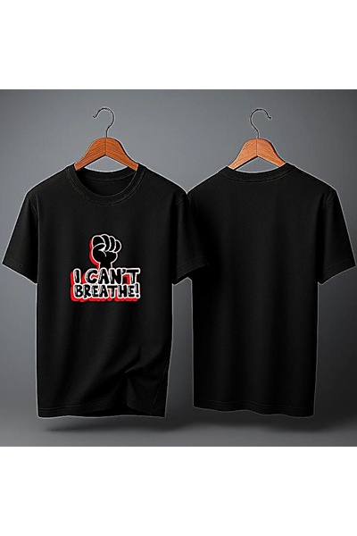 ELFERA I Can'T Breathe Fist Gesture Black Printed Tshirt