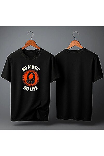 ELFERA Μπλουζάκι με στάμπα No Music No Life Headphones Black