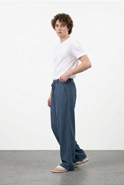 BAGGY KALIP BEL LASTİKLİ TRİL TRİL TENSEL KUMAŞ JOGER PANTOLON