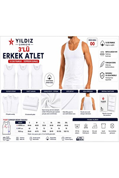 Yıldız Çamaşır Men's Single Jersey Tank Top (00-135-136) - 3 Pieces