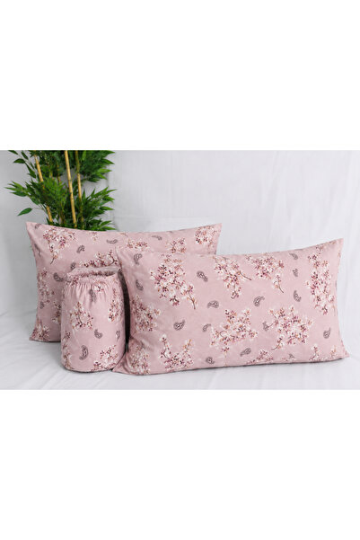 mihriban King Size Elastic Sheet Set Ethnic Spring Pattern Pink 180X200 cm