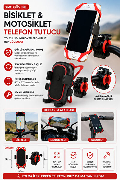 ALL FAST Bisiklet Telefon Tutucu | Titreşim Önleyici Lastik Destekli Standlı ...