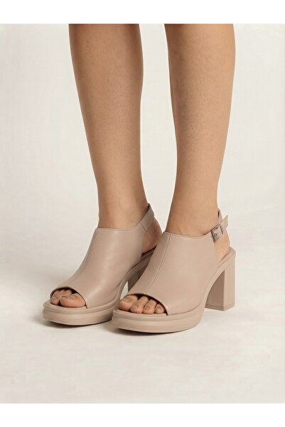 Rüya Shoes صندل نسائي بكعب مريح من الجلد الطبيعي - 6.5 سم