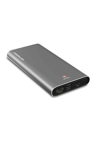 Swiss Military 10000mAh 35W Power Bank with Built-in Cable – Silver