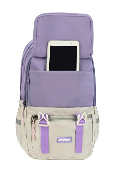 Bevitton 707 Pudra-Lila Suya Dayanıklı Kumaş Okul Çantsı Hafıf Unisex Günlük Sırt Çantası