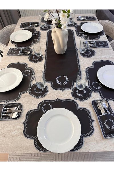 HARD RUBY American Service Set for 6 Persons 19 Pieces Brown-Grey