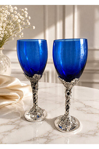 OEM Top Bottom Set OF 2 GLASSES WITH GALVANIZED METAL FOOT, H-19 cm