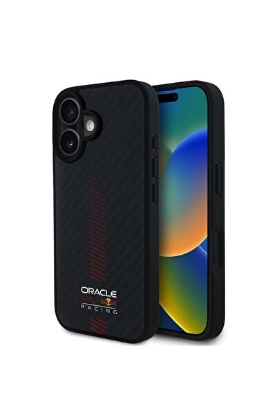 OEM Husă compatibilă cu iPhone 16, MagSafe/Magnetică, fibră de carbon, Negru ...
