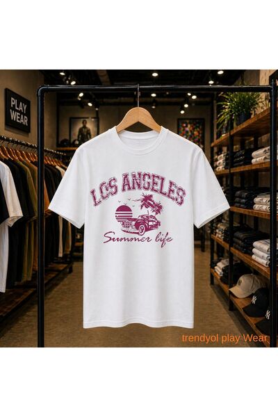 playwear Summer life Losangeles Μπλουζάκι με στάμπα, 100% βαμβάκι, oversized,...