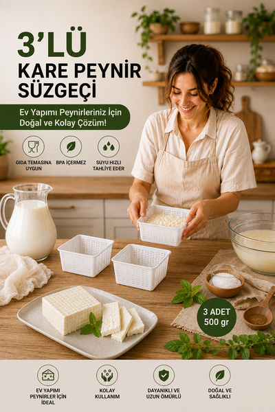 Akyüz Plastik 🧀   قالب مصفاة الجبن المربع ثلاثي القطع 500 جرام |   قالب صنع ...