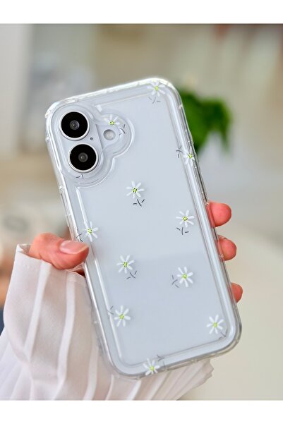 Go Aksesuar Iphone 17 Uyumlu ŞEFFAF PAPATYA Baskı Tasarımlı Koruyucu Esnek Si...
