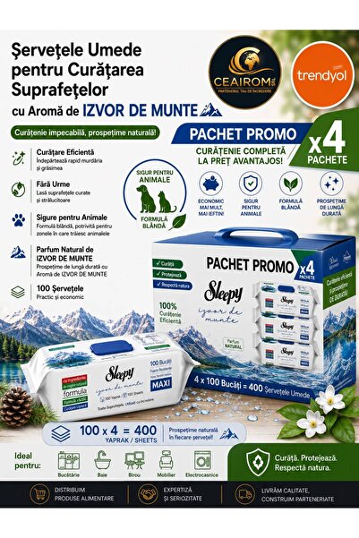 OEM PROMOTIE 4 BUC Șervețele Umede pentru Curățarea Suprafețelor – Aromă Izvo...