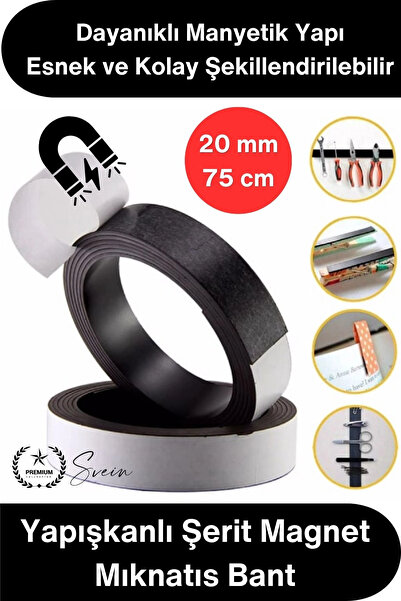 Svein #Magnet 3M Yapışkanlı Şerit Magnet Mıknatıs Bant 20mm 75cm Güçlü Manyet...