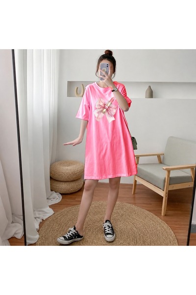 classy moda Γυναικείο μπλουζάκι με στάμπα με ροζ κορδέλα και κραγιόν, εξαιρετ...