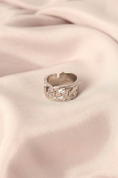 Mega Bazaar Silver Color Metal Stone Model Adjustable Women's Ring