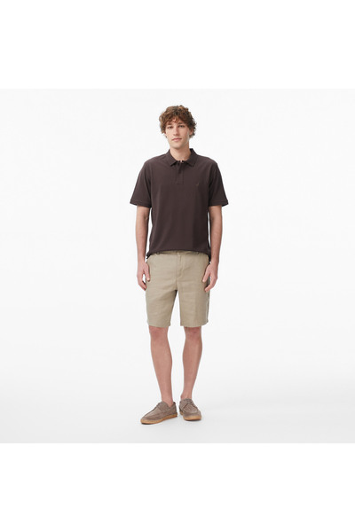 Nautica Erkek Kahverengi Regular Fit Keten Şort