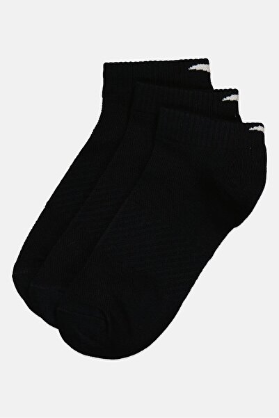 Anta Kids Boy 3 Pairs Brand Logo Ankle Socks, Black