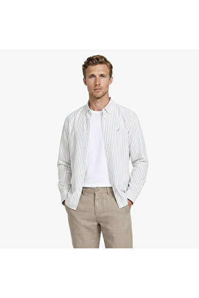 Nautica Erkek Yeşil Regular Fit Çizgili Gömlek