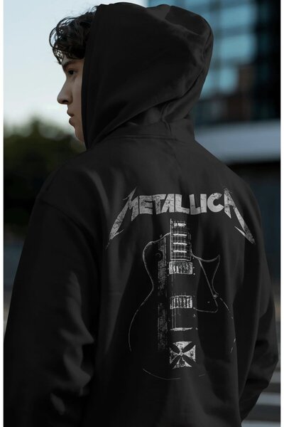SEVBANO Hanorac premium oversize unisex cu imprimeu pe spate Metallica Rock M...