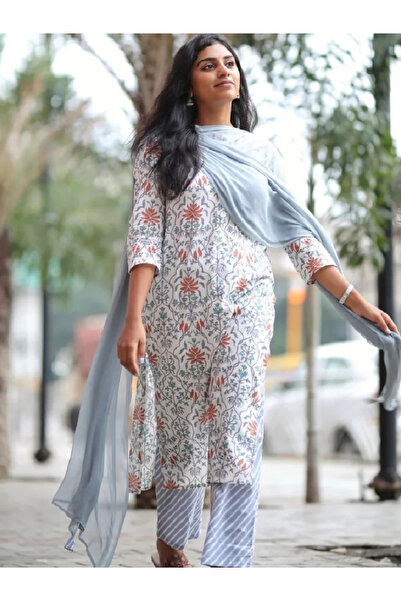 MYSMAR Multi Viscose Salwar Kameez & Dupatta - VRN1029 | Multi-Size:S-36-Inches