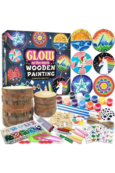 Home Smart Glow in The Dark Wooden Painting kit for Toddlers Kids Deluxe Wood...