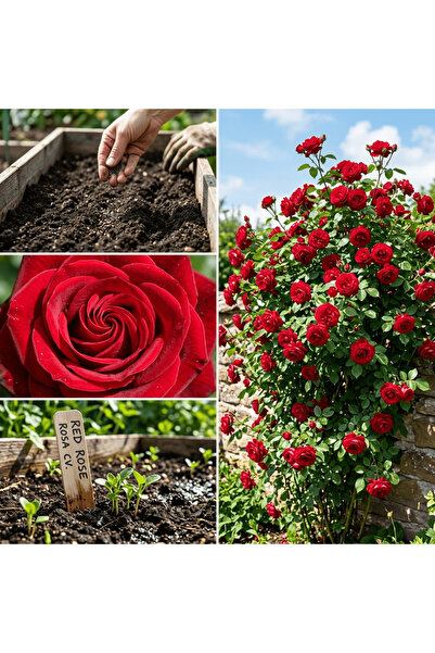 Bloom & Sow Seed بذور الورد الأحمر (Rosa cv.) زهور المناظر الطبيعية متعددة ال...