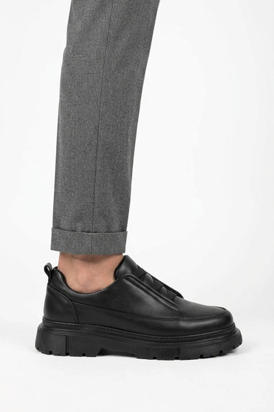 Zerenyus Zrk-703 Premium High Quality Black Elastic Casual Men's Classic Shoes