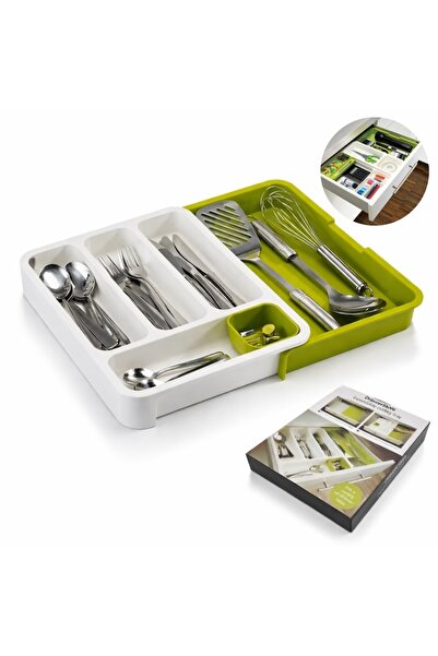 Velaris Organizator modular extensibil pentru tacâmuri, 29–48 cm, ABS, alb-ve...