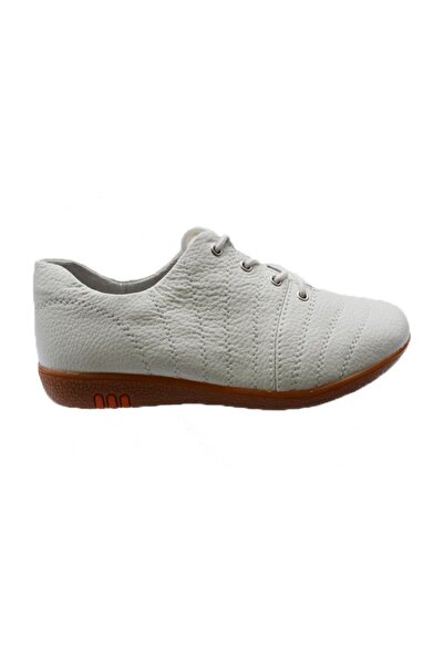 OEM Pantof comod, piele naturala, nuanta de alb, inchidere cu siret
