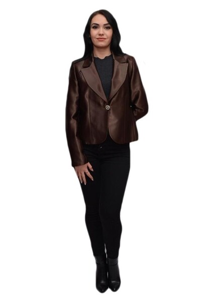 OEM Sacou office, elegante de saten, maro inchis