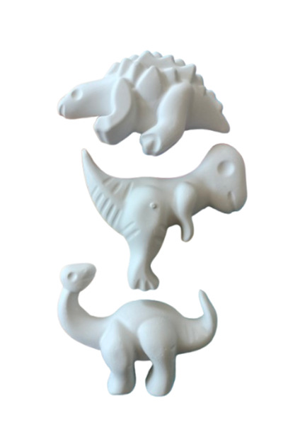 OEM Plaster figurine set for painting, Dinosaurs x 3, ~10/10 cm