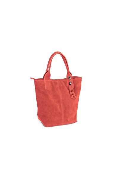 Kaletnik Geantă de umăr shopper din piele întoarsă cu borsetă, Wino Coral