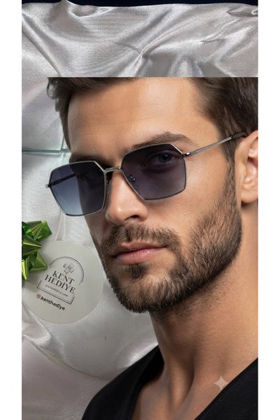 Bymiel Men's Metal Framed Cornered Gradient Sunglasses